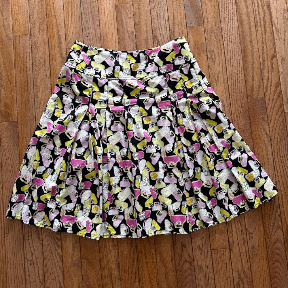 Liz Claiborne Purse Lovers Pleated Skirt in Pink, Yellow, and Black
